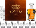 Engraved Decanter Set with 6 Glasses, 6 Shot Glasses and Custom Wooden Box