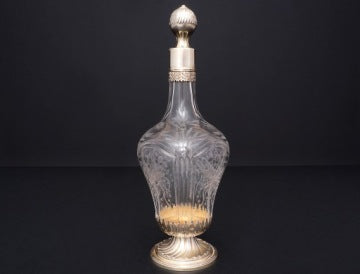 Charles Hack Crystal Decanter with Gilded Silver Mount, 25.5 cm
