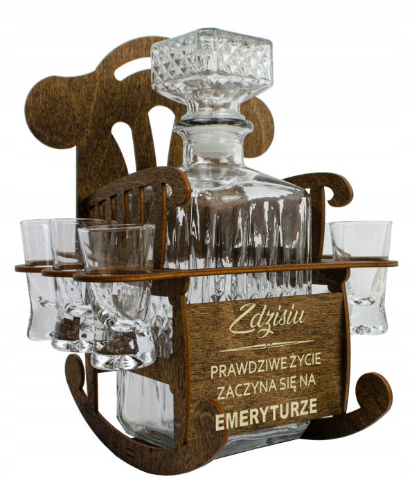 Rocking Chair-Themed Engraved Decanter Gift Set for Grandfather