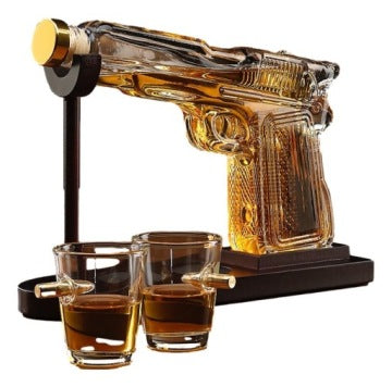 Pistol-Style Whisky Decanter Set with Glasses for Him