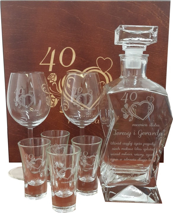 Engraved Decanter and Glass Set for Wedding or Anniversary Gift