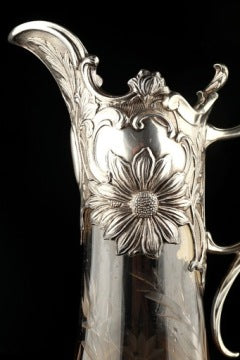 Large Art Nouveau Wine Decanter in 925 Silver by Topazio