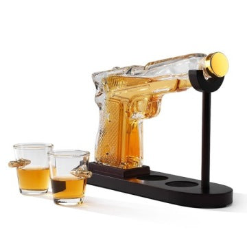 Pistol-Style Whisky Decanter Set with Glasses for Him