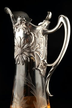 Large Art Nouveau Wine Decanter in 925 Silver by Topazio