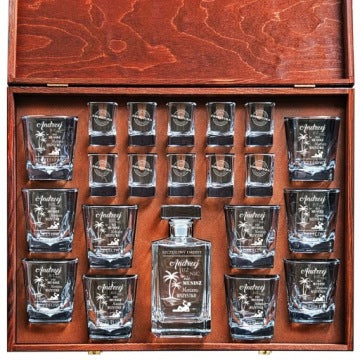 XXL 1010 Decanter Set with Glasses and Shot Glasses for Wedding Gift