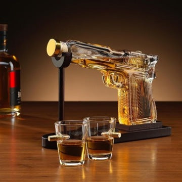 Pistol-Shaped Whisky Decanter Gift Set with Glasses