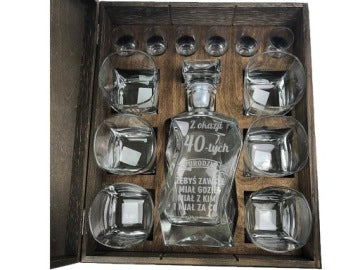 VIP Gift Box with Decanter, Glasses and Shot Glasses for Birthdays