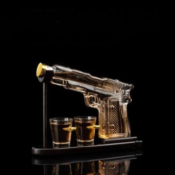 Pistol-Shaped Whisky Decanter Gift Set with Glasses