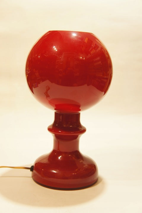 Polish Polam Wieliczka Red Glass Lamp