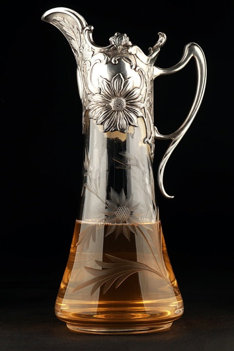 Large Art Nouveau Wine Decanter in 925 Silver by Topazio