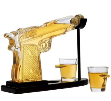 Pistol-Shaped Whisky Decanter Gift Set with Glasses
