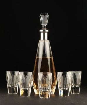 Art Deco Silver-Mounted Decanter Set with Glasses