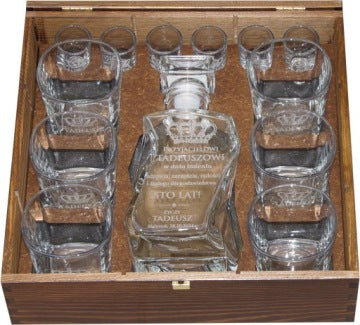 Engraved Whisky Gift Set with 6 Glasses, 6 Shot Glasses and Wooden Box