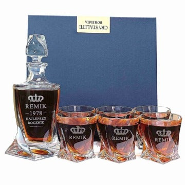 Personalised Whisky Decanter Set with 6 Engraved Glasses
