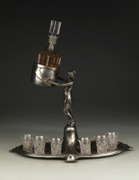 Art Nouveau Decanter Stand with Glasses by Albert Kohler