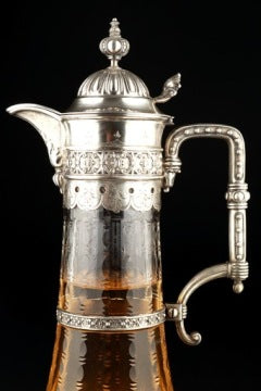 Large Silver-Mounted Wine Decanter by Bruckmann & Söhne