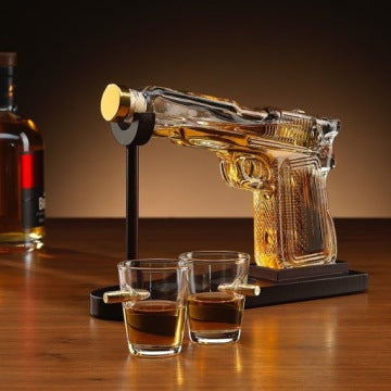Pistol-Style Whisky Decanter Set with Glasses for Him