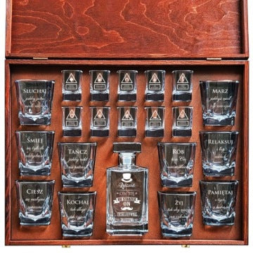 XXL Square Decanter Set with 10 Glasses and 10 Shot Glasses