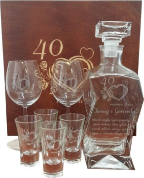 Engraved Decanter and Glass Set for Wedding or Anniversary Gift