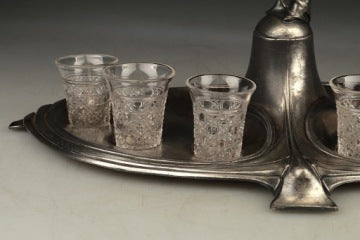 Art Nouveau Decanter Stand with Glasses by Albert Kohler