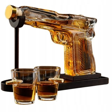 Pistol-Shaped Whisky Decanter Gift Set with Glasses
