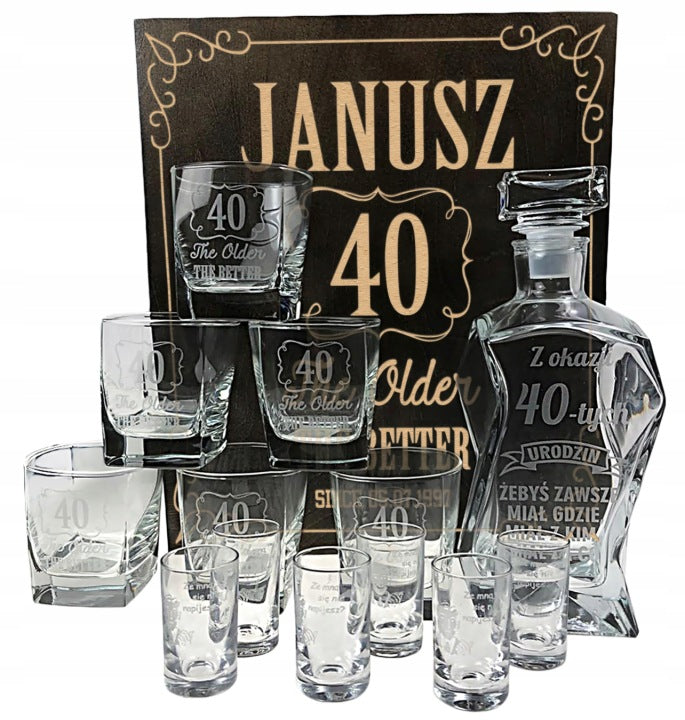 VIP Gift Box with Decanter, Glasses and Shot Glasses for Birthdays