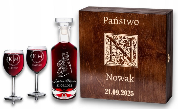 Engraved Decanter and Shot Glass Set for Wedding, Birthday or Thank-You Gift