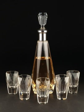Art Deco Silver-Mounted Decanter Set with Glasses